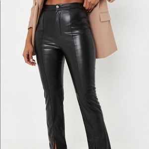 NWT Missguided Leather Split Front Trousers